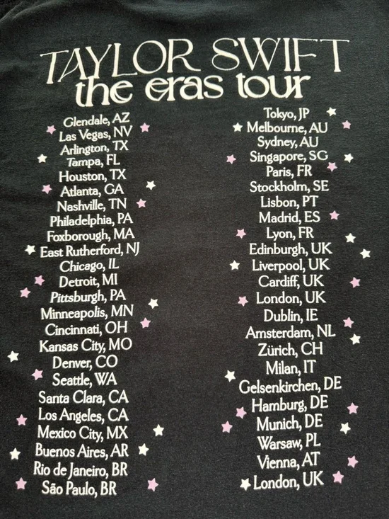 Taylor Swift The Eras Tour Concert Live Photo Stars Cotton Tee Shirt - Picture 5 of 10